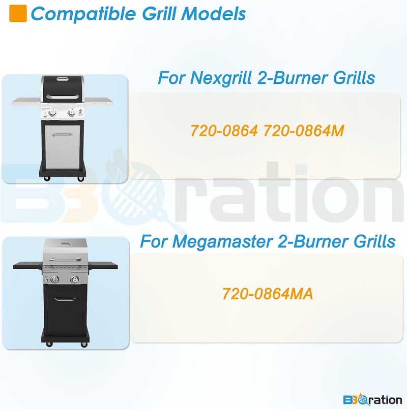 BBQration Replacement Parts Kit for Nexgrill 2-Burner 720-0864 720-0864M, Replacement Parts Kit for Megamaster 720-0864MA Grill Grate Kit for Nexgrill Replacement Parts - Image 2